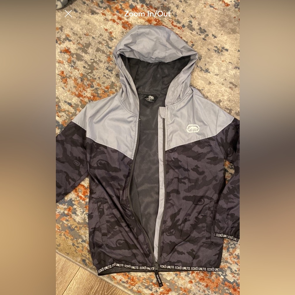 Eckō Unltd. Jacket Youth Size 10 Gray Boys Light Windbreaker Kids Camo Design